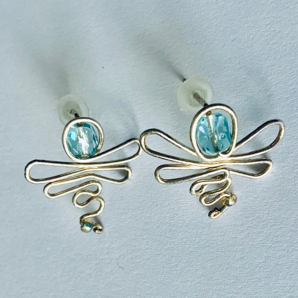 Vintage Handmade Wired Silver Tone Earrings